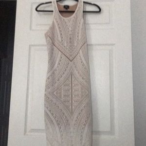 White high neck figure hugging dress